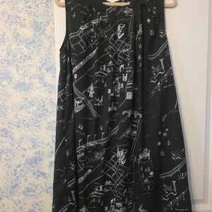 Chic Black and White Map Print Midi Dress.